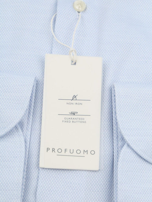 Profuomo basketweave overhemd lichtblauw | Slim-fit
