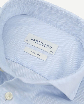 Profuomo basketweave overhemd lichtblauw | Slim-fit