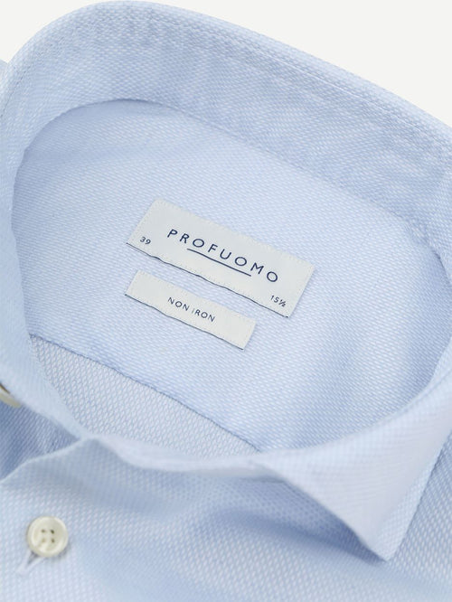 Profuomo basketweave overhemd lichtblauw | Slim-fit