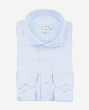 Profuomo dobby mouliné overhemd print lichtblauw | Slim-fit