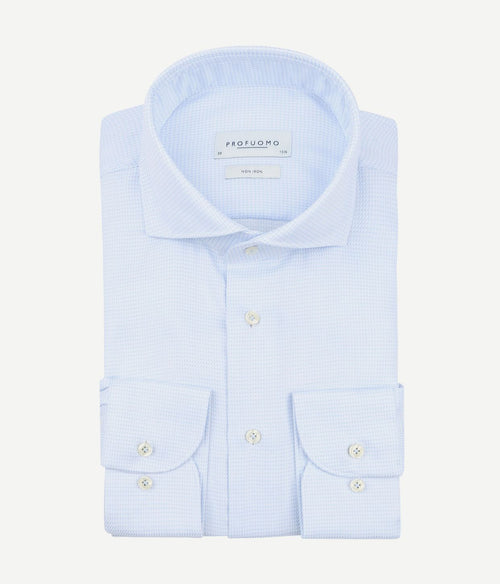 Profuomo dobby mouliné overhemd print lichtblauw | Slim-fit