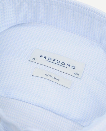 Profuomo dobby mouliné overhemd print lichtblauw | Slim-fit