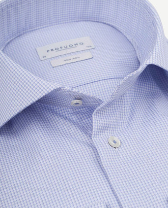 Profuomo dobby overhemd pied de poule lichtblauw