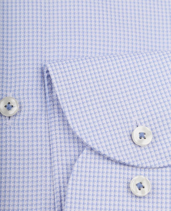 Profuomo dobby overhemd pied de poule lichtblauw