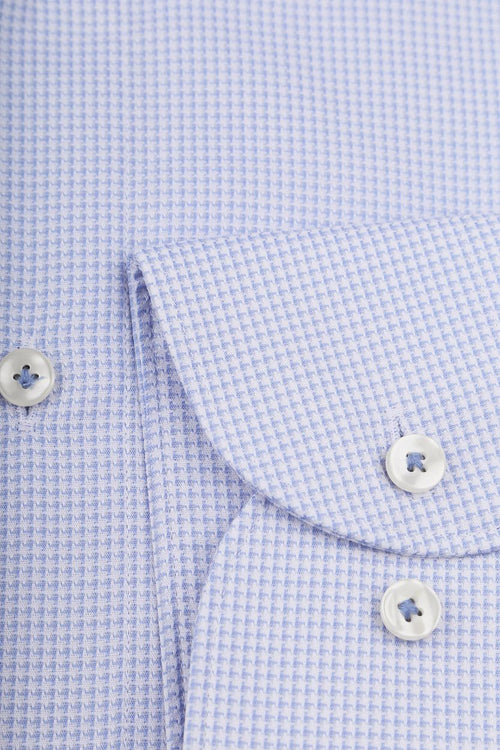 Profuomo dobby overhemd pied de poule lichtblauw