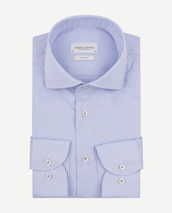 Profuomo dobby overhemd pied de poule lichtblauw