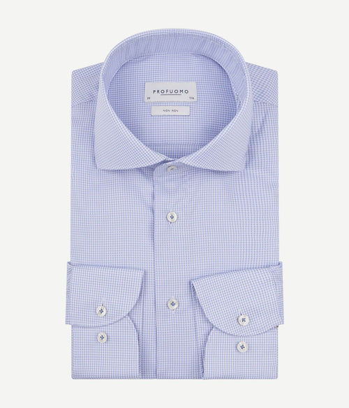 Profuomo dobby overhemd pied de poule lichtblauw
