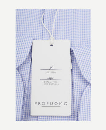 Profuomo dobby overhemd pied de poule lichtblauw
