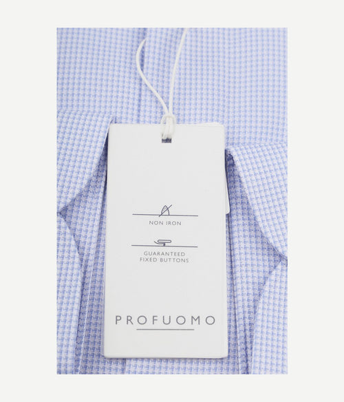 Profuomo dobby overhemd pied de poule lichtblauw