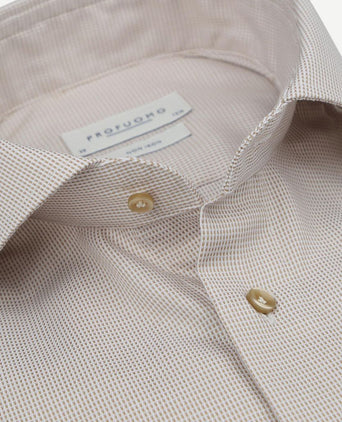 Dobby overhemd print beige