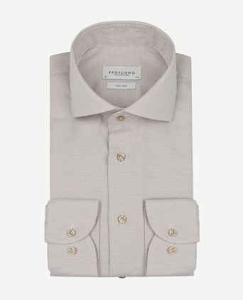 Dobby overhemd print beige