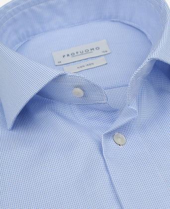 Profuomo dobby overhemd print lichtblauw | Slim-fit
