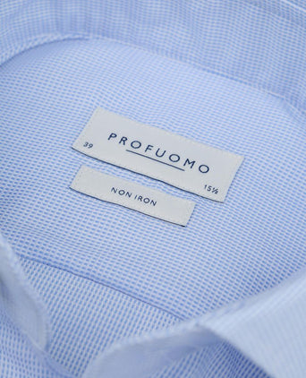 Profuomo dobby overhemd print lichtblauw | Slim-fit