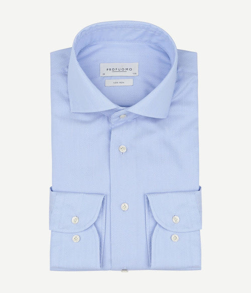 Profuomo dobby overhemd print lichtblauw | Slim-fit