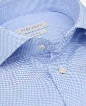 Profuomo dobby overhemd print lichtblauw | Slim-fit