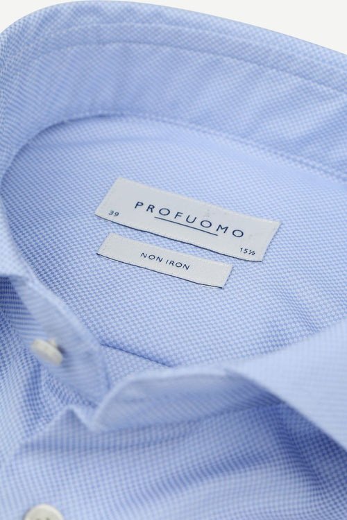 Profuomo dobby overhemd print lichtblauw | Slim-fit