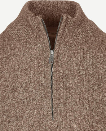 Profuomo halve rits pullover lamswol melange camel