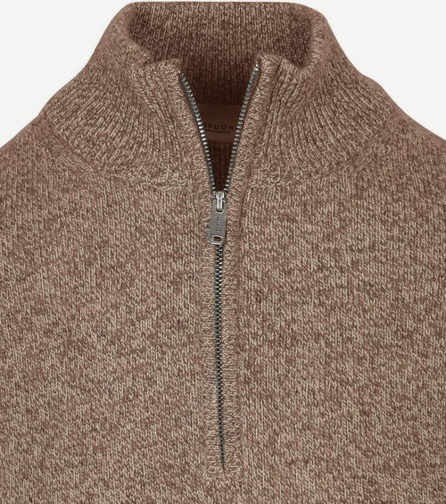 Profuomo halve rits pullover lamswol melange camel