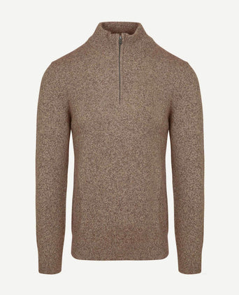 Profuomo halve rits pullover lamswol melange camel