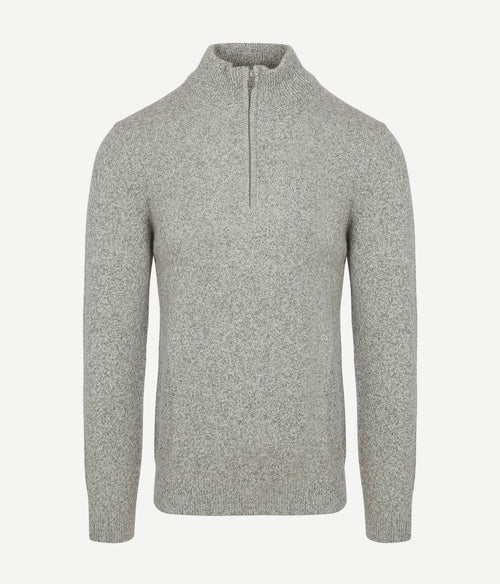 Profuomo halve rits pullover lamswol melange grijs