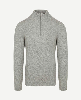 halve rits pullover lamswol melange grijs
