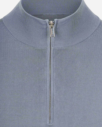 halve rits pullover luxury basic blauw
