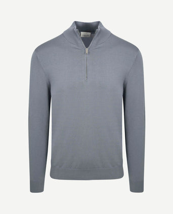 halve rits pullover luxury basic blauw