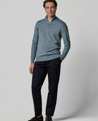 halve rits pullover luxury basic blauw