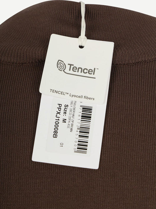 halve rits pullover luxury basic bruin