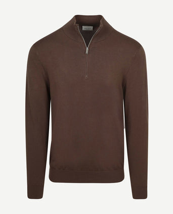 halve rits pullover luxury basic bruin