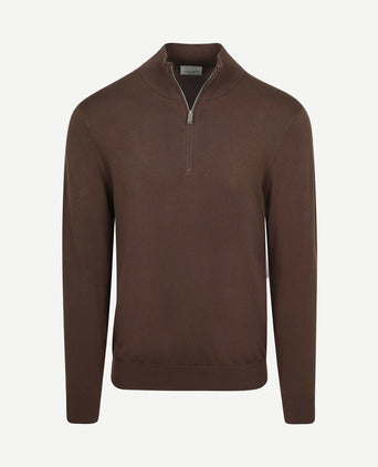 halve rits pullover luxury basic bruin