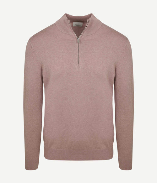 halve rits pullover luxury basic roze