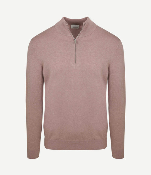 halve rits pullover luxury basic roze
