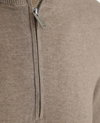 Profuomo halve rits pullover luxury basic taupe