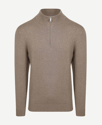 Profuomo halve rits pullover luxury basic taupe