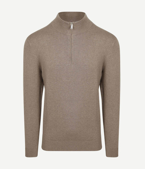 Profuomo halve rits pullover luxury basic taupe