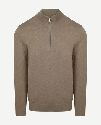halve rits pullover luxury beige