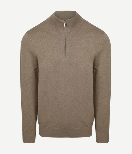 Profuomo halve rits pullover luxury beige