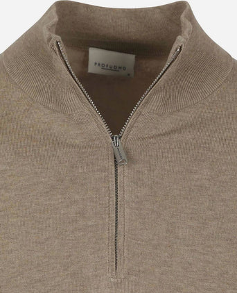 Profuomo halve rits pullover luxury beige