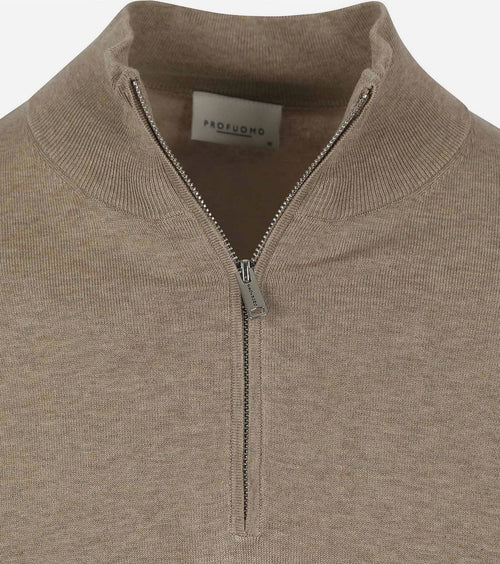 Profuomo halve rits pullover luxury beige