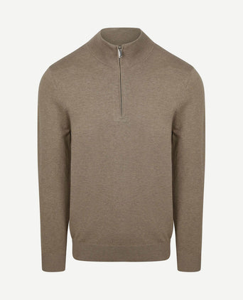 halve rits pullover luxury beige