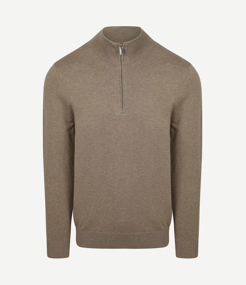 halve rits pullover luxury beige