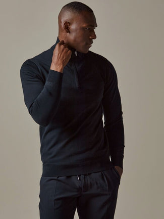 Profuomo halve rits pullover luxury donkerblauw Profuomo halve rits pullover luxury donkerblauw