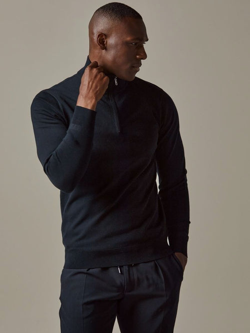 Profuomo halve rits pullover luxury donkerblauw