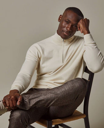 Profuomo halve rits pullover luxury off white