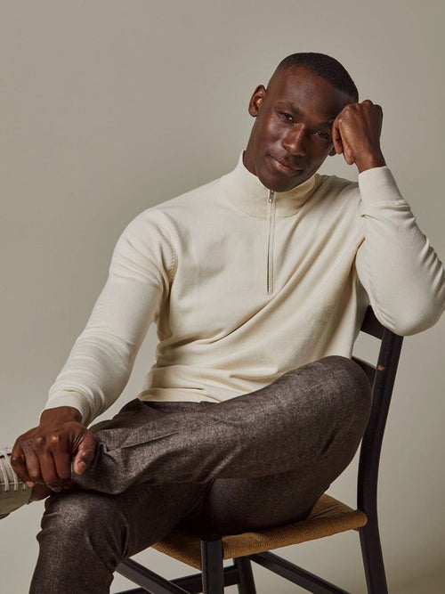 Profuomo halve rits pullover luxury off white