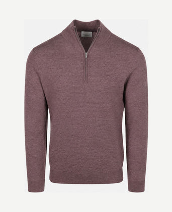 halve rits pullover merinowol aubergine