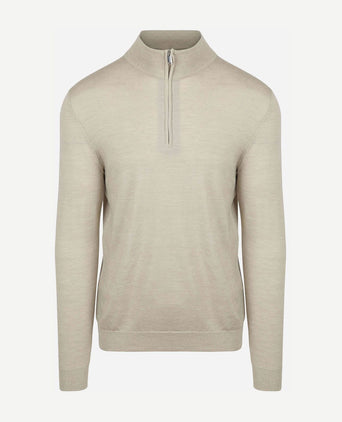 halve rits pullover merinowol beige