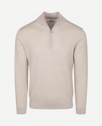 halve rits pullover merinowol beige
