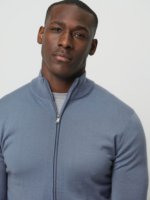 Profuomo halve rits pullover merinowol blauw